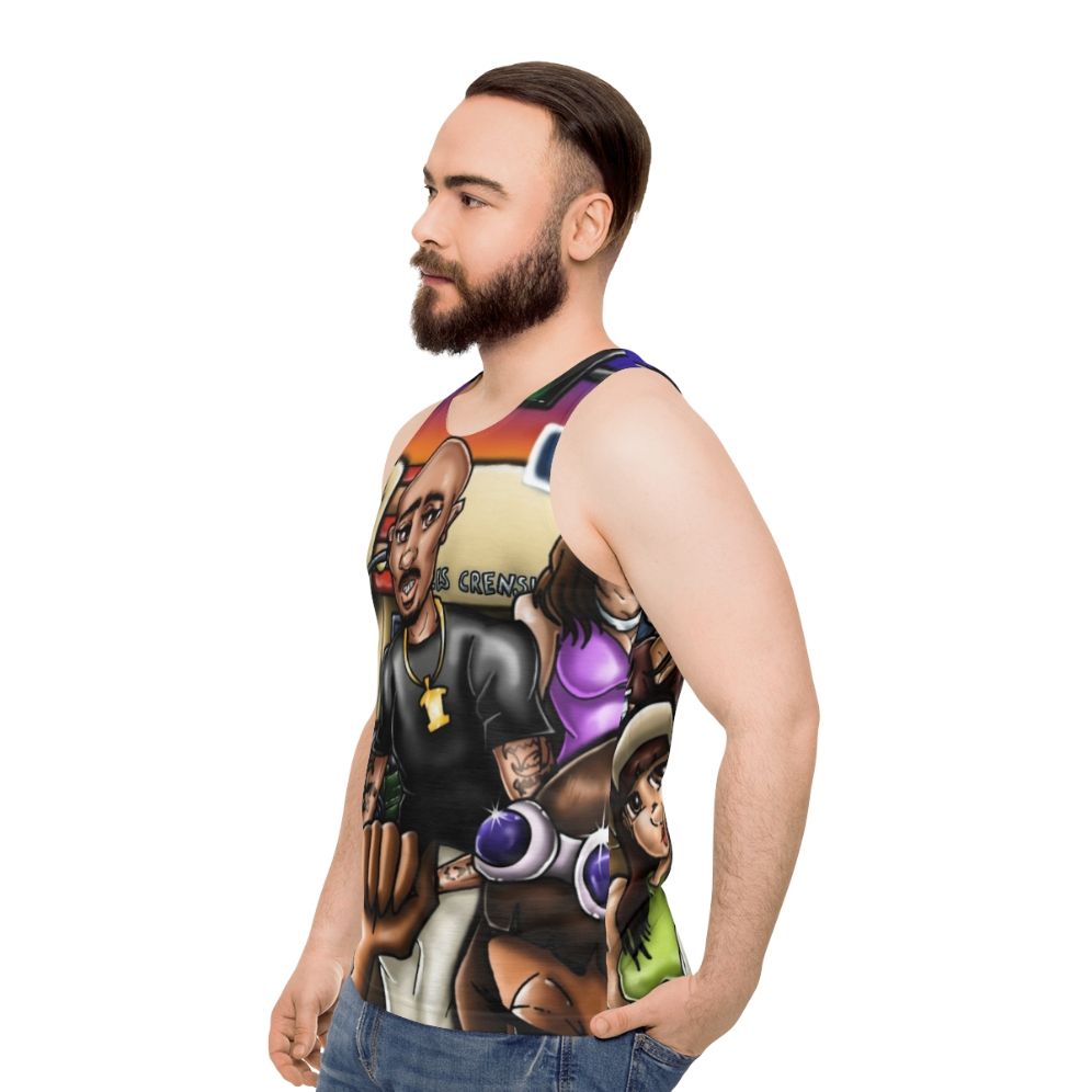 Unisex "To Live and Die in L.A." Airbrush Graffiti Tank Top - men side