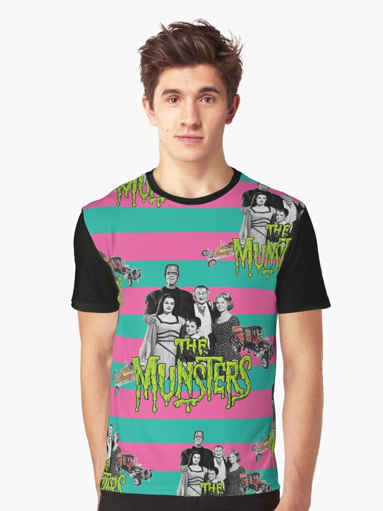 The Munsters 1960s Comedy Horror Series Graphic T-Shirt featuring the Munster family characters - Men