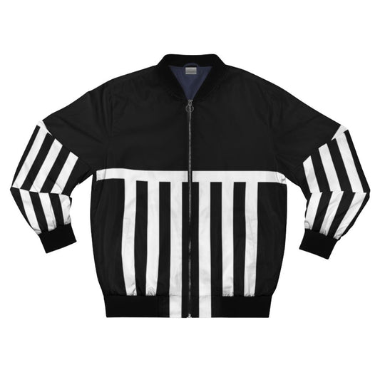 Port Adelaide Power Prison Bars Bomber Jacket with black and white stripes