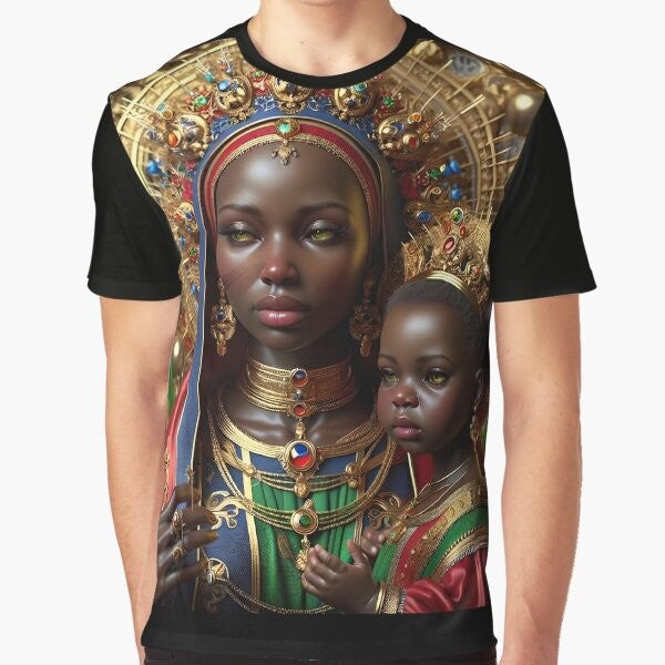 Saint Barbara Africana Graphic T-Shirt featuring voodoo and hoodoo inspired imagery