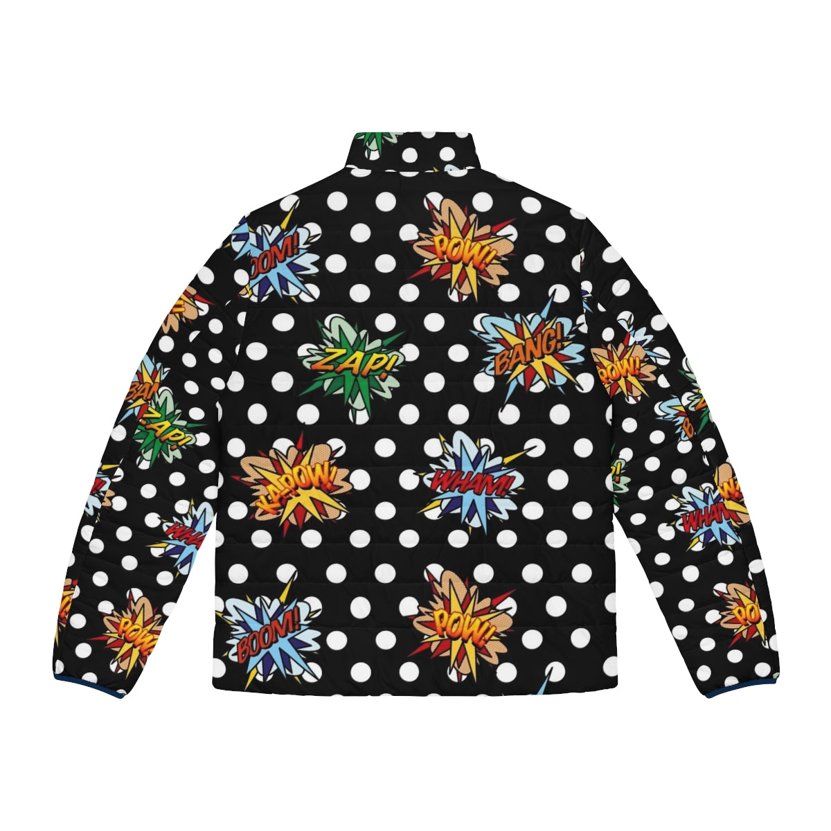 Vibrant comic book-inspired puffer jacket with pop art graphics - Back