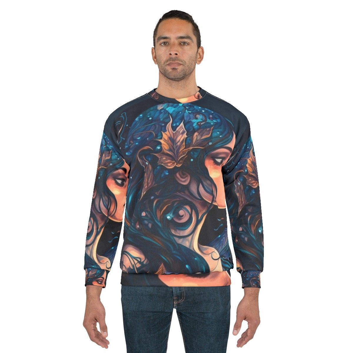 Mythical sea creatures sweatshirt featuring legendary, whimsical ocean beasts - men