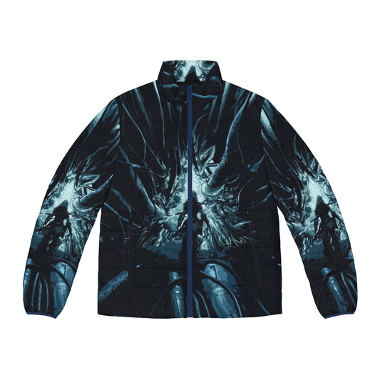 Horizon Zero Dawn Cauldron Puffer Jacket featuring a stylized mecha-inspired design