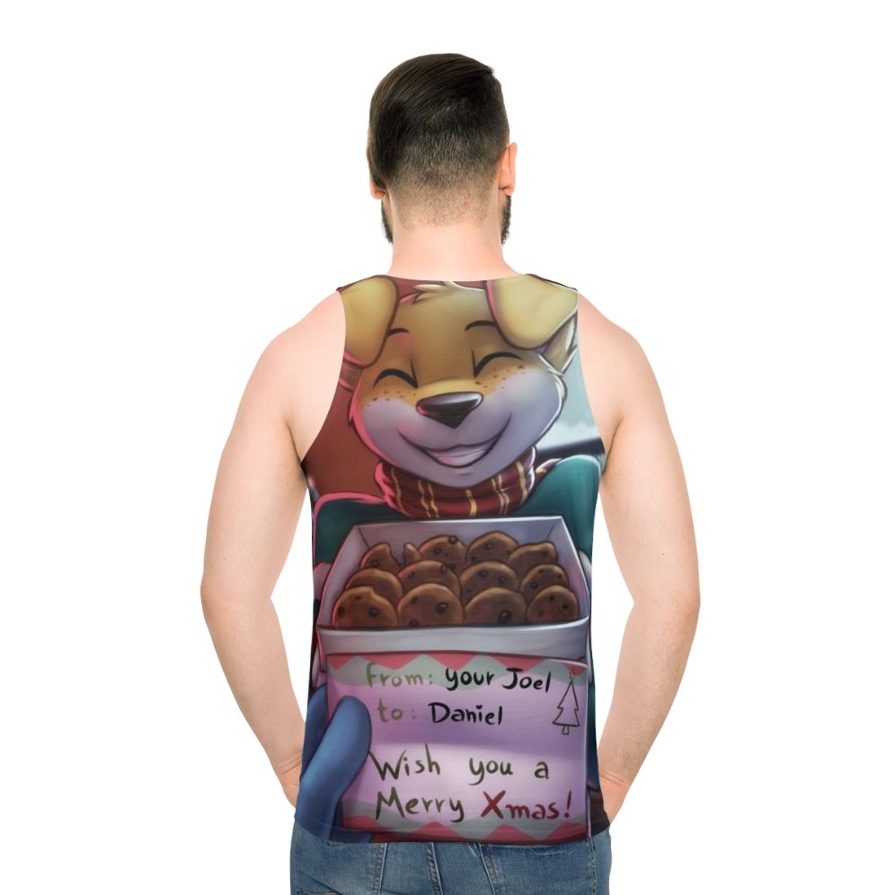 Festive Furry Weekend Dog Unisex Christmas Tank Top - men back