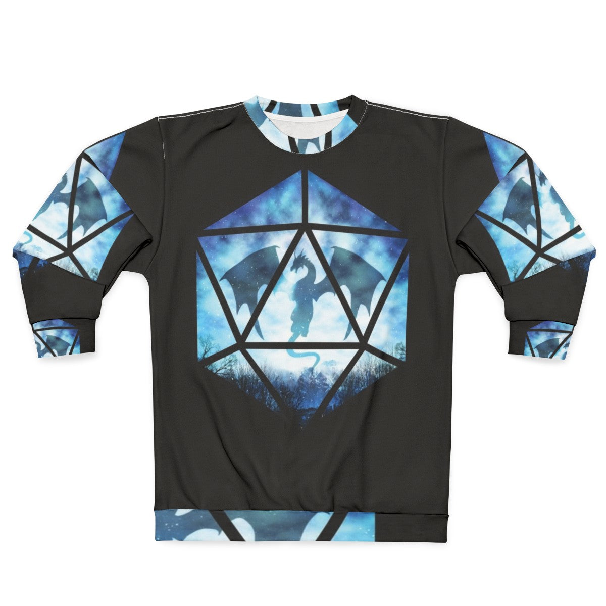 Blue Sky Ice Dragon D20 Sweatshirt - Fantasy RPG Apparel