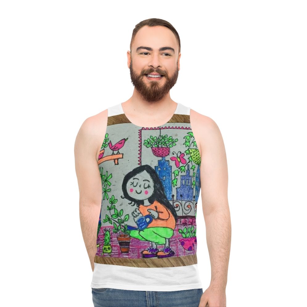 Unisex tank top with nature-inspired design - men