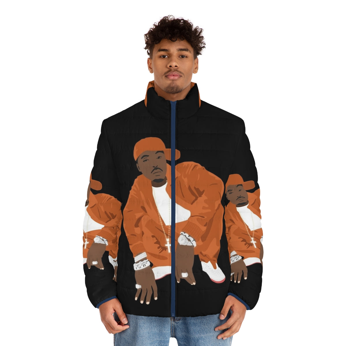 Nas Illmatic Inspired Puffer Jacket with Vector Design - men front