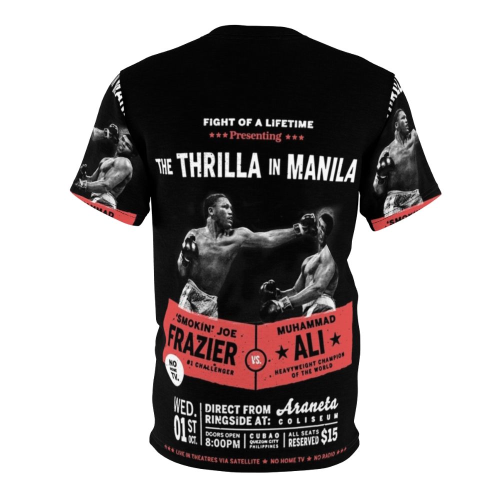 Retro-style t-shirt design inspired by the legendary "Thrilla in Manila" boxing match between Muhammad Ali and Joe Frazier - Back