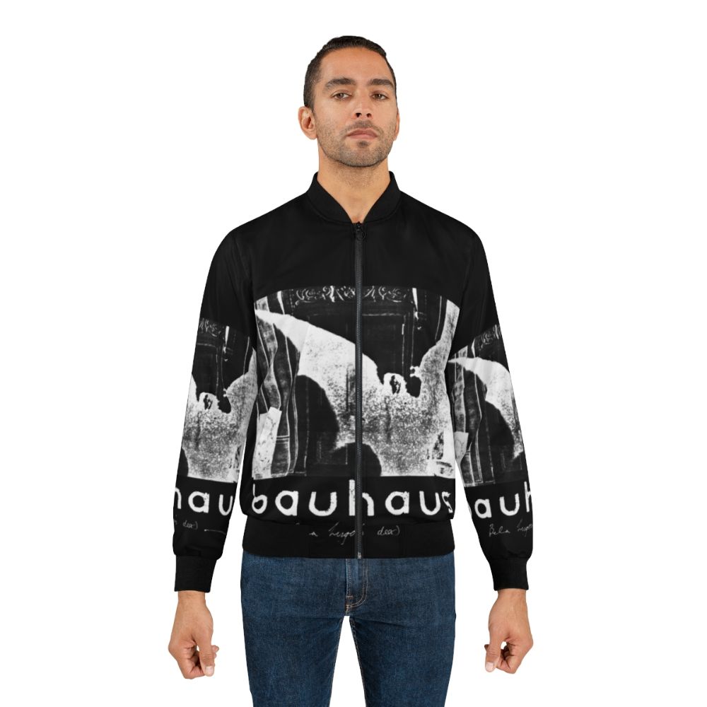 Retro Bauhaus inspired 80s horror bomber jacket with black and white artwork - Lifestyle