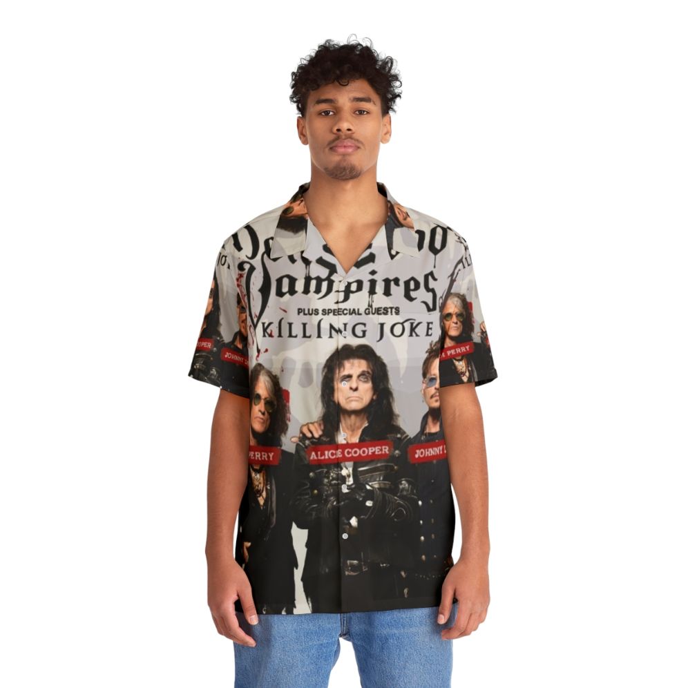 Hollywood Vampires Hawaiian Shirt featuring Rock Band Logo - People Front