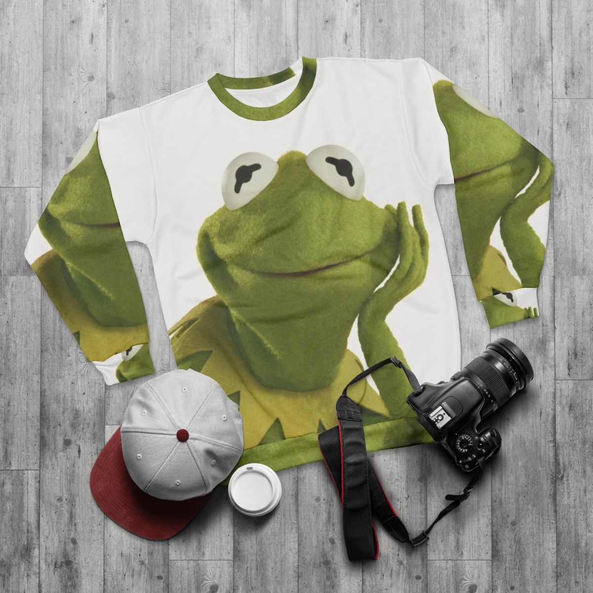 Kermit the Frog sweatshirt with Muppets design - flat lay