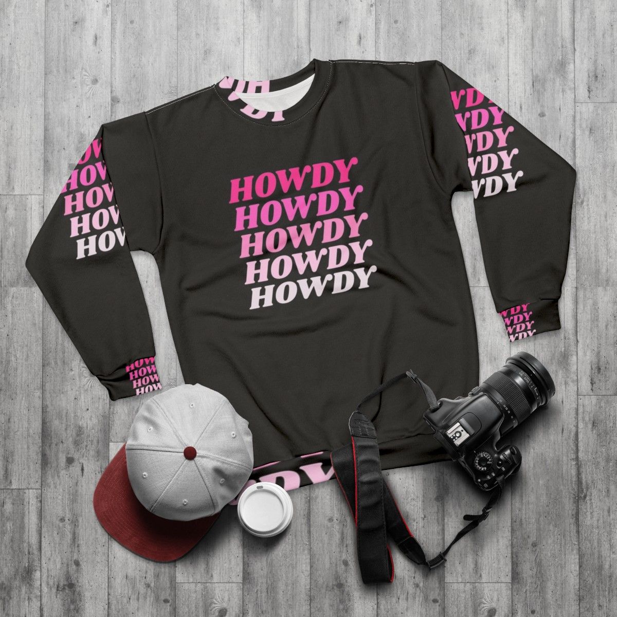 Howdy Western Cowboy Sweatshirt - flat lay