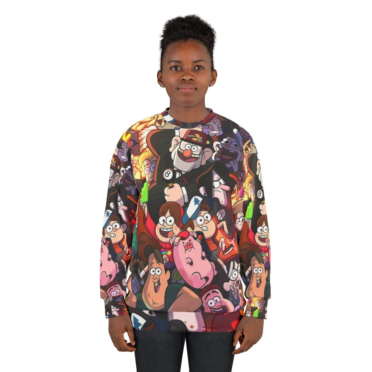 Gravity Falls cartoon TV series sweatshirt with Dipper Pines and Waddles the pig - women