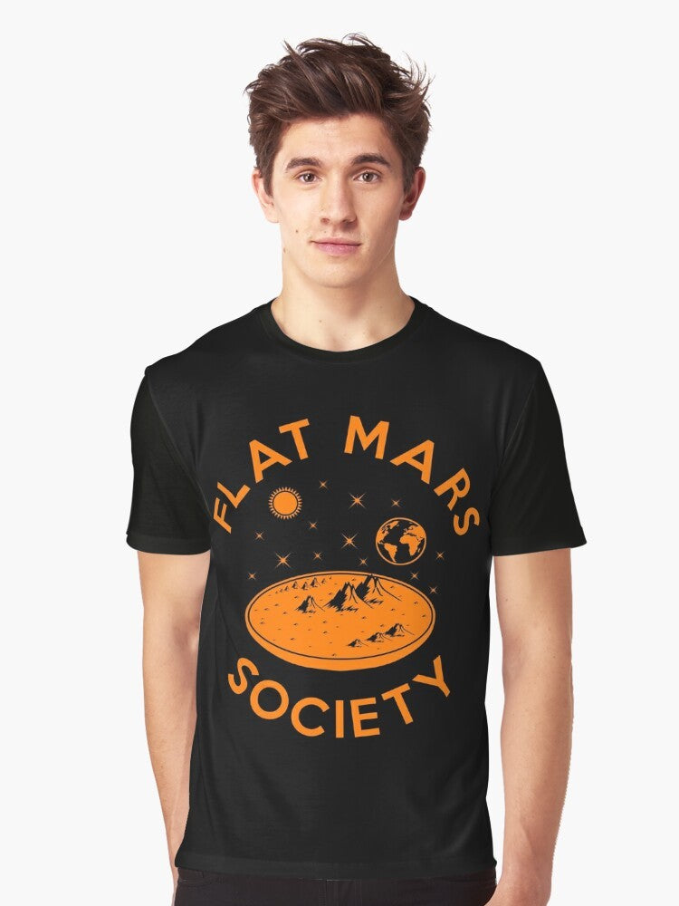 Flat Mars Society Graphic T-Shirt featuring science fiction and astronomy design elements - Men