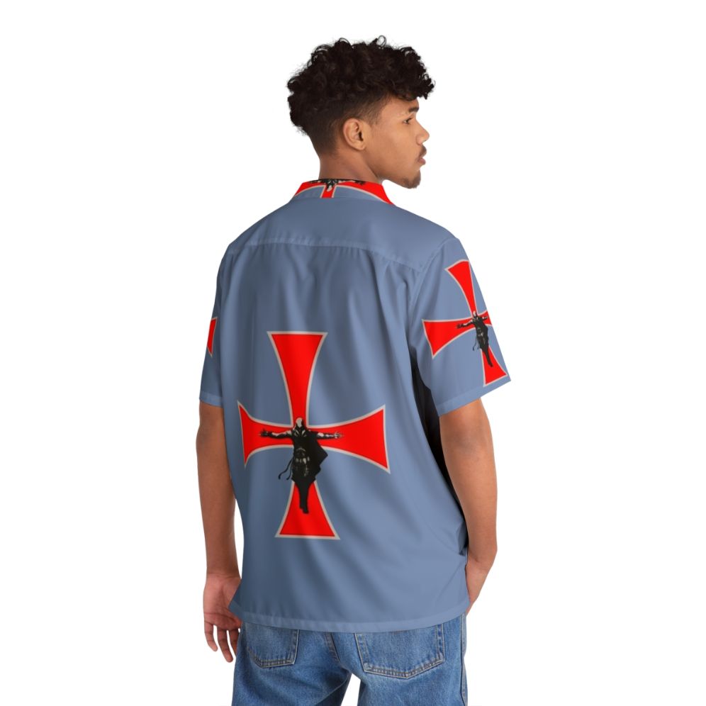 Assassins Creed Templar Cross Hawaiian Shirt - Flat lay