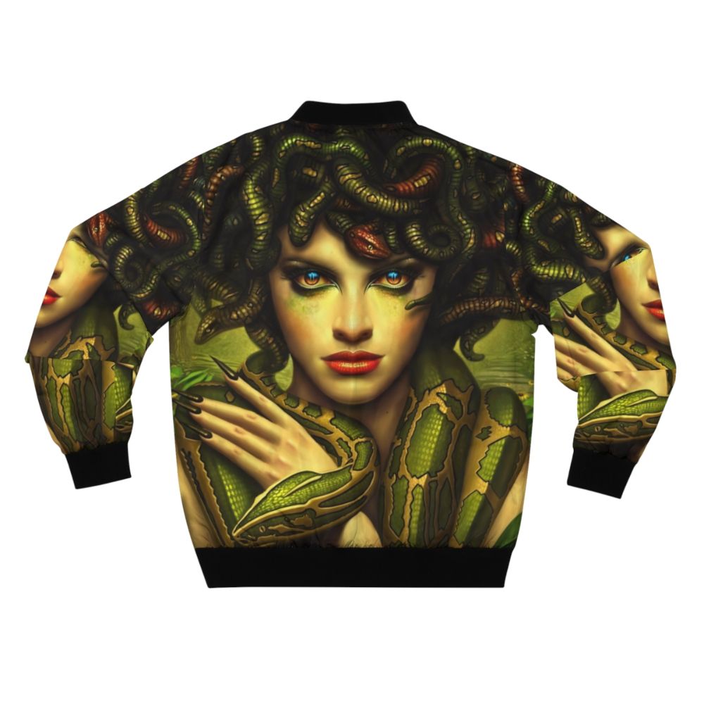 Enchanting Medusa Bomber Jacket with Mythical Greek Gorgon Design - Back