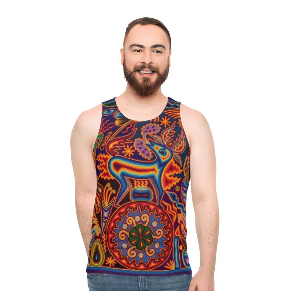 Huichol Unisex Mexican Skull Tank Top - men