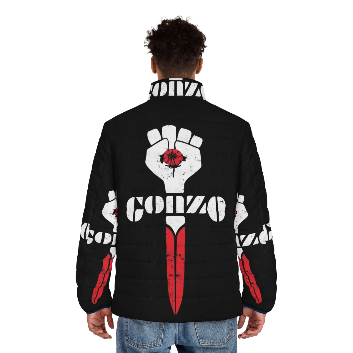 Hunter S. Thompson inspired gonzo symbol puffer jacket - men back