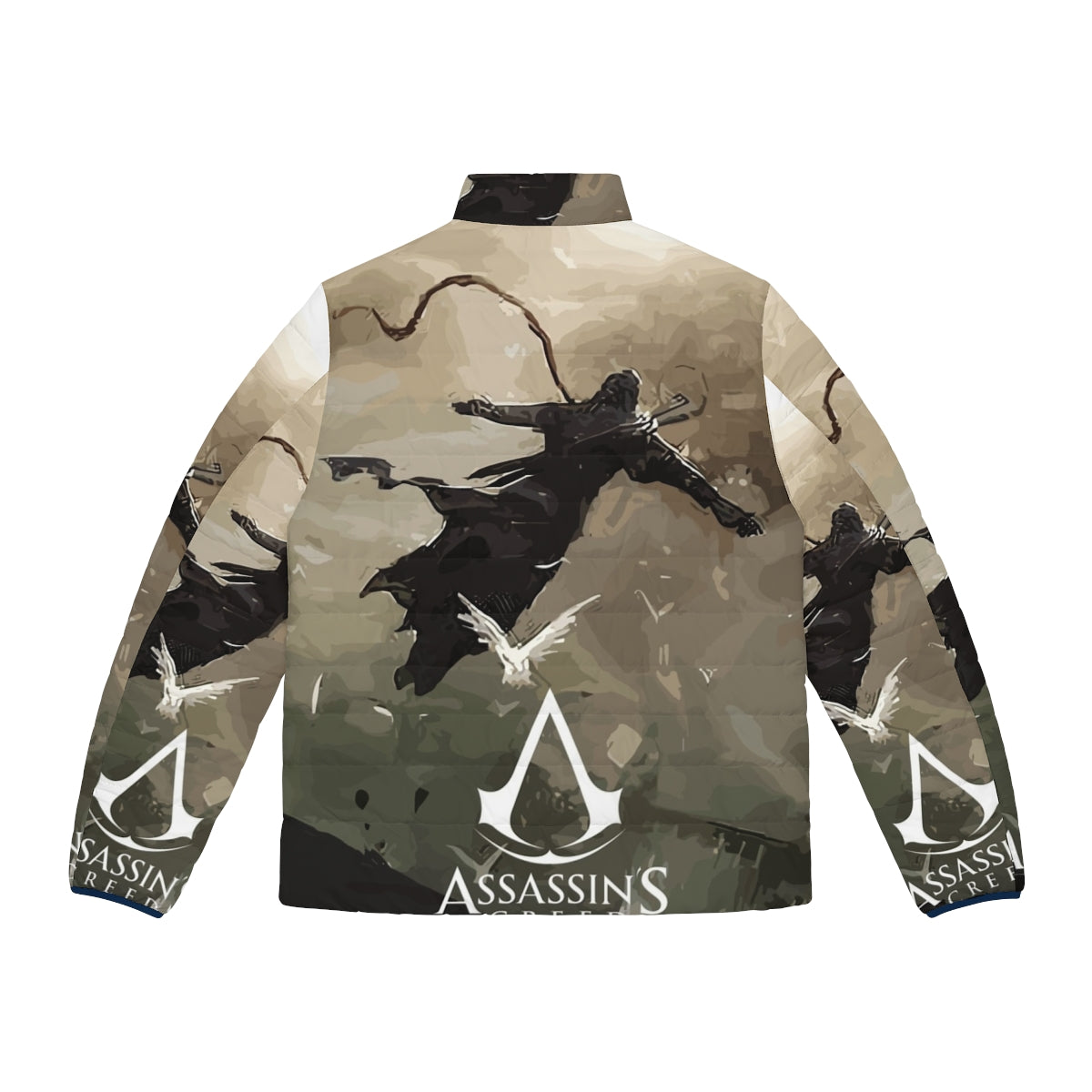 Assassin's Creed Unity inspired puffer jacket with iconic game elements - Back