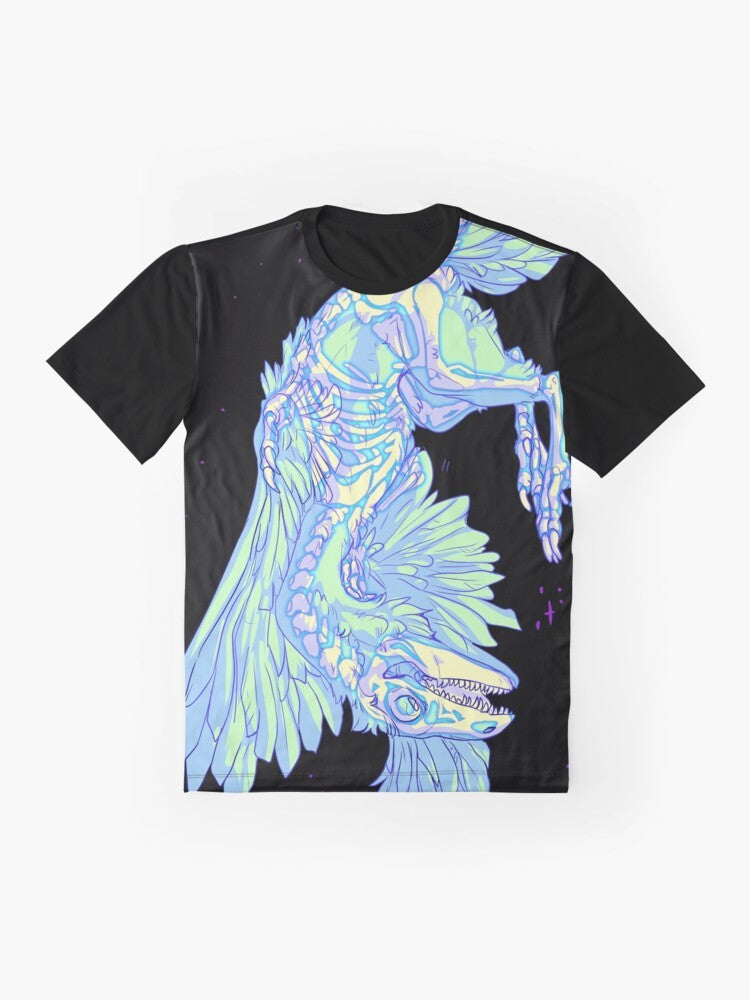 Archaeopteryx glow in the dark dinosaur graphic t-shirt - Flat lay