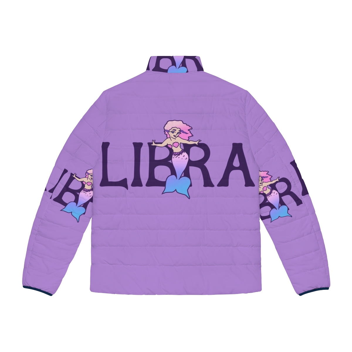 Libra Mermaid Puffer Jacket with pink and pastel colors - Back