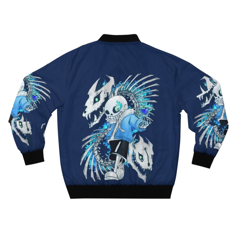 Undertale Sans Skeleton Bomber Jacket with bones and attack design - Back