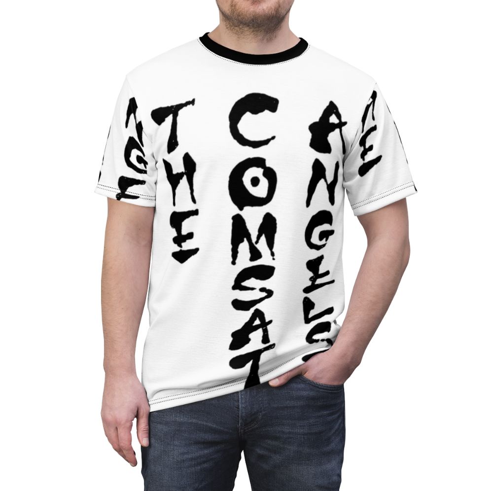 Vintage-inspired t-shirt featuring a graphic design inspired by 80s underground music genres like new wave, synthpop, and post-punk. - men front