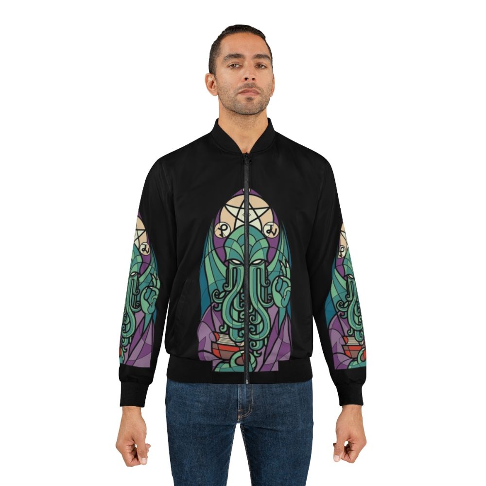 Cthulhu inspired bomber jacket with tentacle and primordial design - Lifestyle