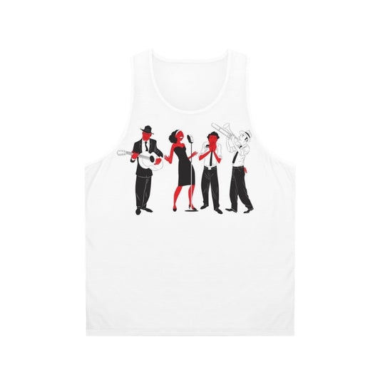 Blues band unisex tank top with delta blues and jazz singer design