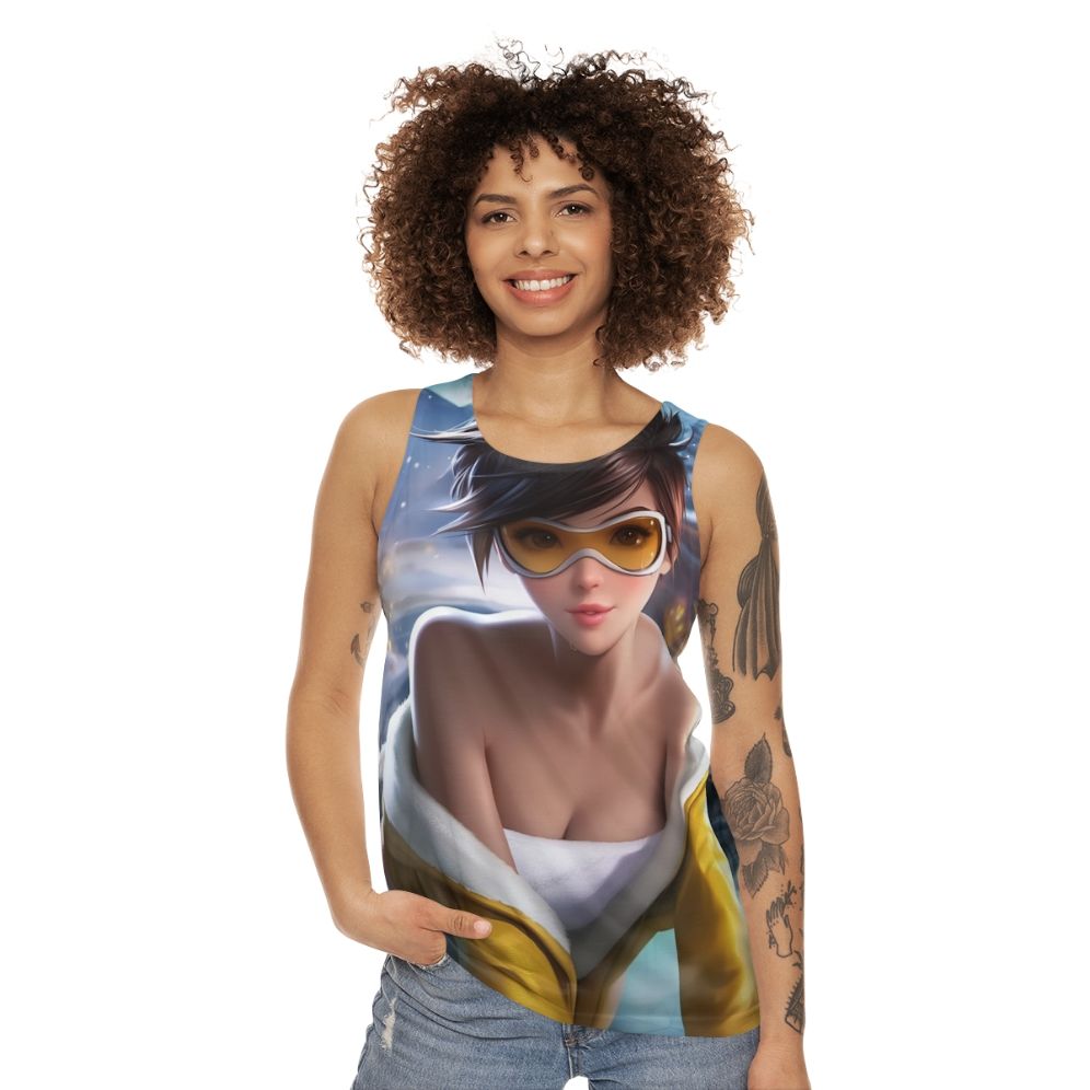 Anime-inspired hot spring tank top with Tracer design - women