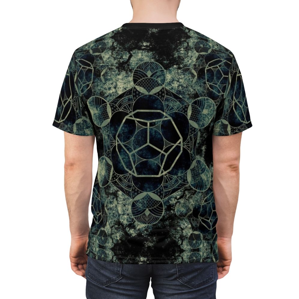 Vibrant AOP t-shirt featuring a sacred geometry design, perfect for your daily life. - men back