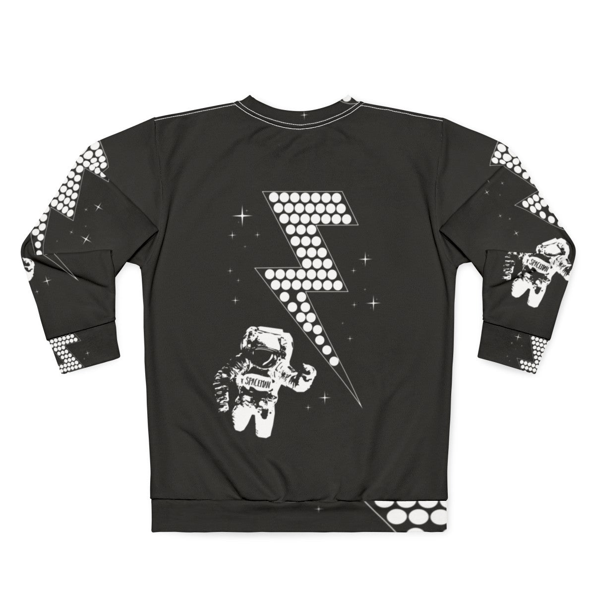 Spaceman Sweatshirt with Lightning Bolt and Star Design - Back