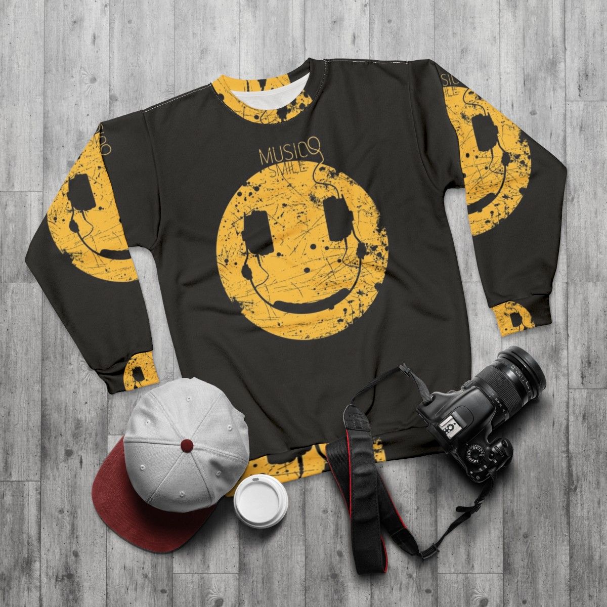 Music Smile V2 Abstract Art Sweatshirt - flat lay