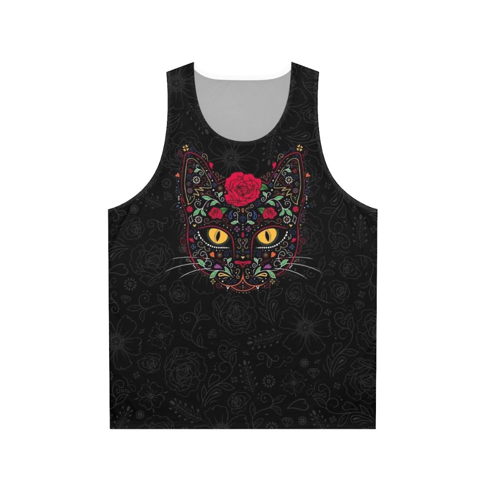 Day of the Dead Kitty Cat Sugar Skull Unisex Tank Top