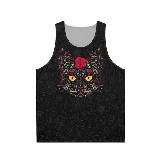 Day of the Dead Kitty Cat Sugar Skull Unisex Tank Top