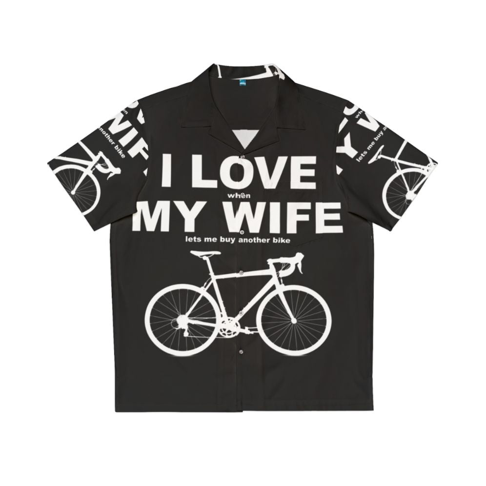 I Love My Wife Hawaiian Cycling Shirt with Biker Humor