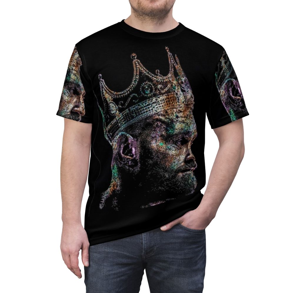 Heavyweight champion inspired art t-shirt featuring a gypsy king design - men front