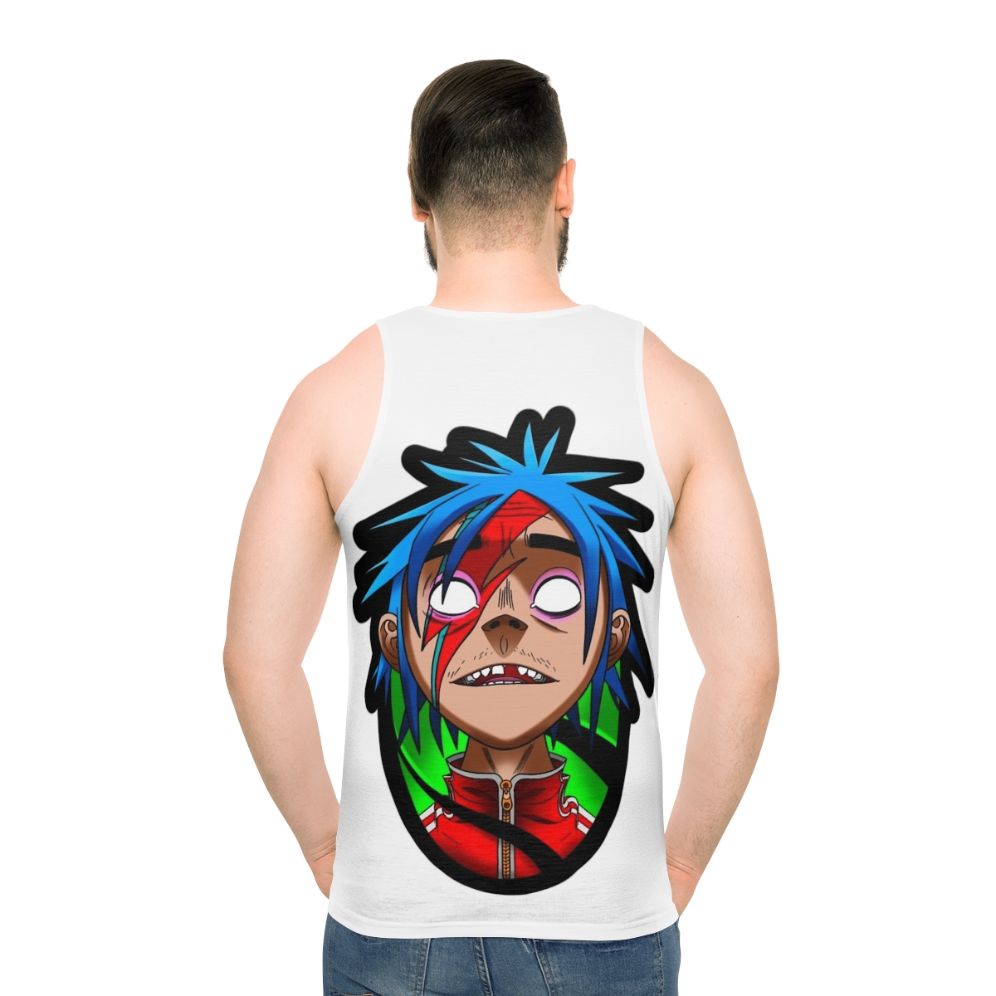 Unisex 2D graphic tank top with Gorillaz-inspired design - men back