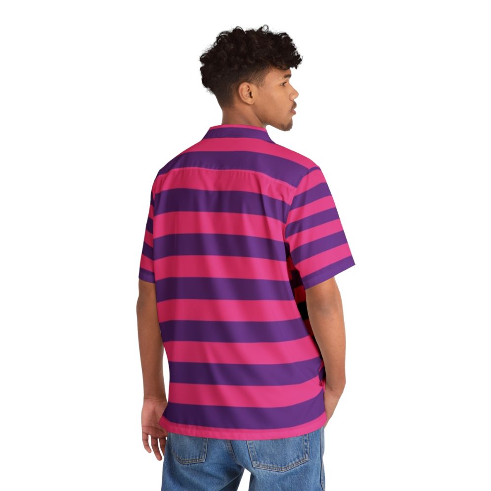 Pink and purple striped cheshire cat Hawaiian shirt - People Back