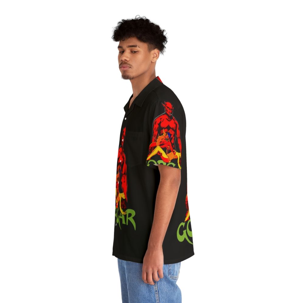 Gorgar Pinball Hawaiian Shirt featuring retro 70s arcade game inspired design - People Left