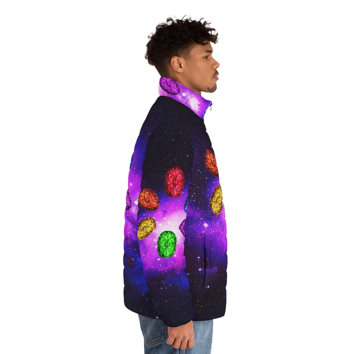 Infinity Stones Galaxy Space Puffer Jacket - men side right