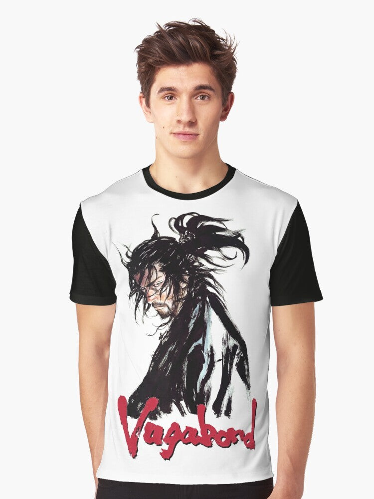 Vagabond Japanese art graphic t-shirt featuring elements of anime, manga, and Japanese culture - Men