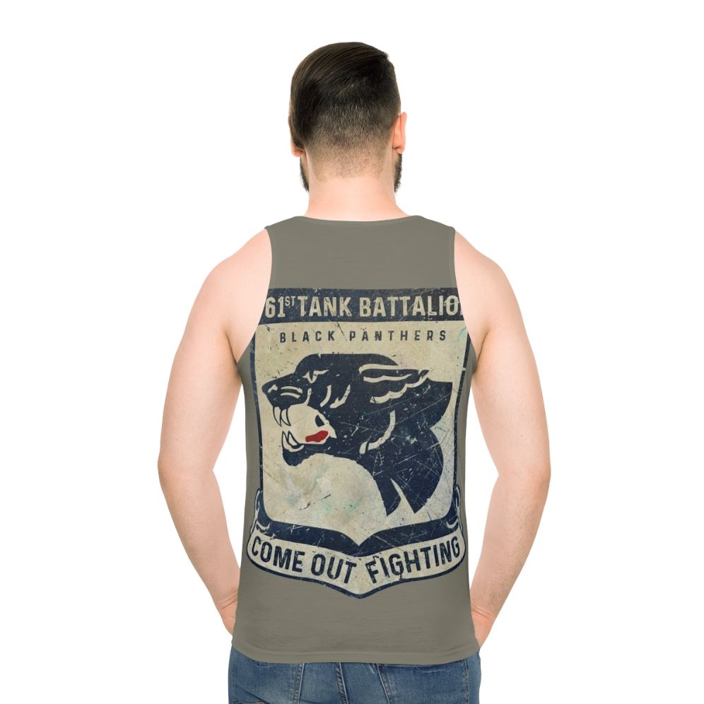 Vintage US Army 761 Tank Battalion Black Panther Emblem Unisex Tank Top - men back