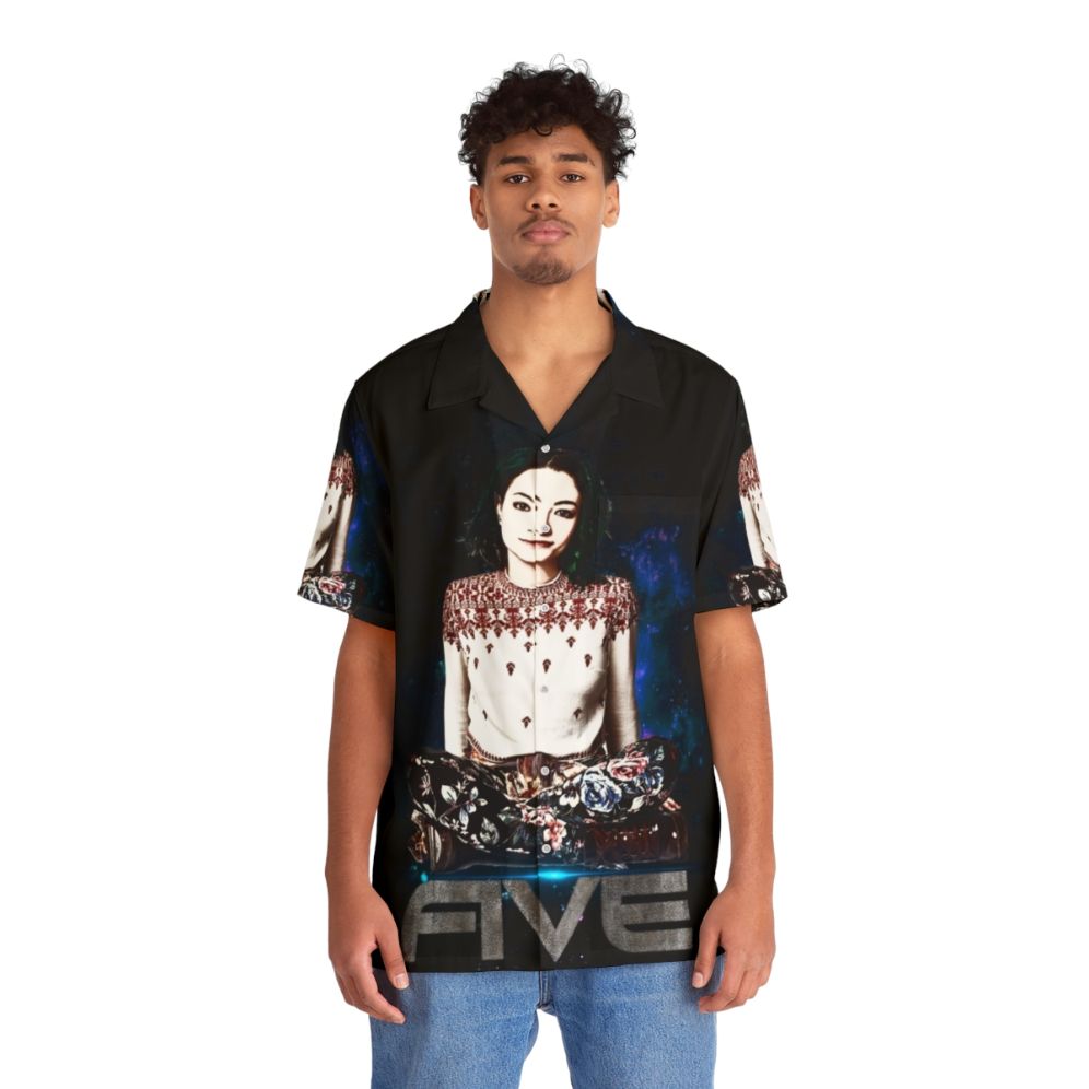 Dark matter Hawaiian shirt with abstract sci-fi print - People Front