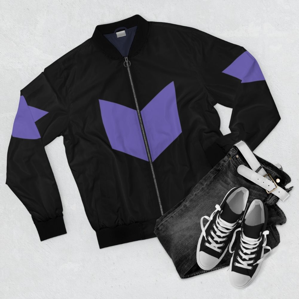 Hawkeye Marvel Comics Superhero Bomber Jacket - Flat lay