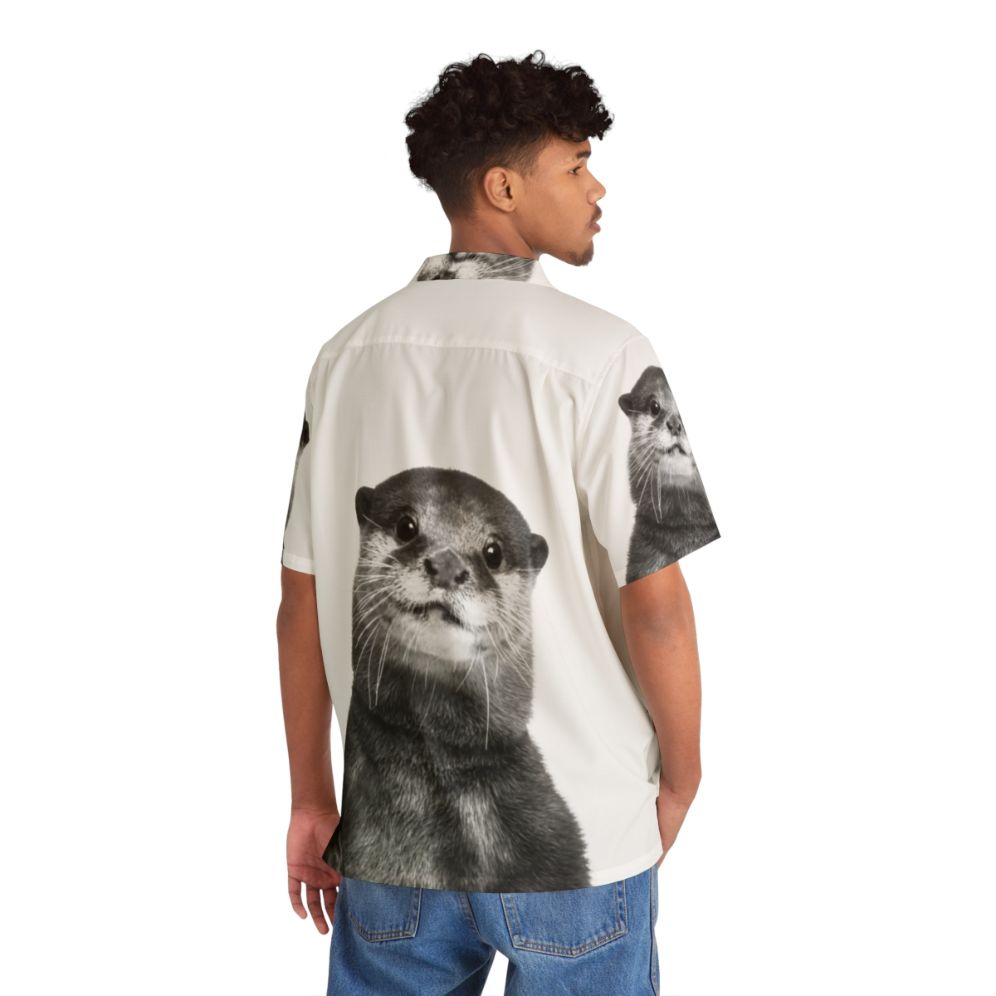 Otter Hawaiian shirt with a black and white animal portrait - People Back