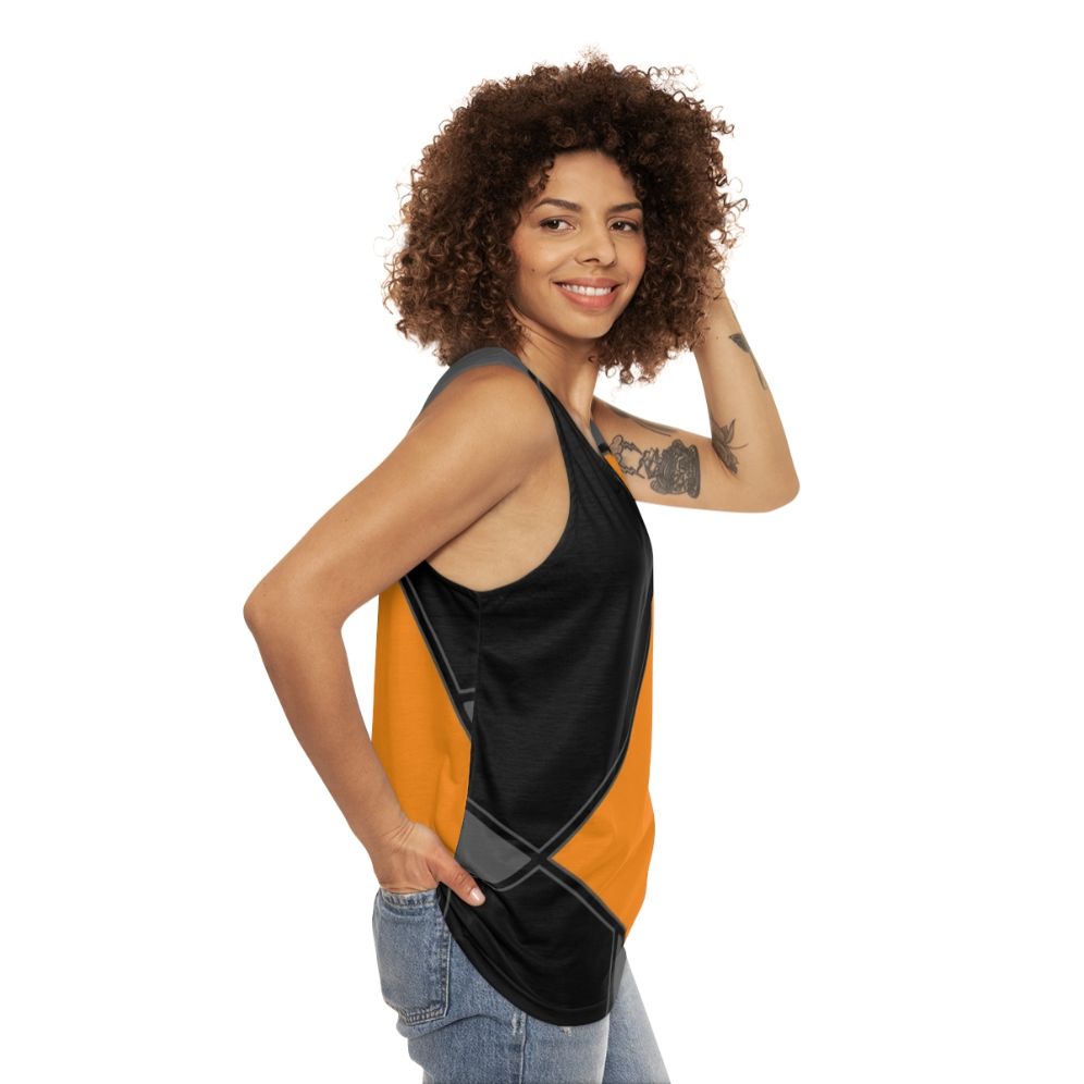 Geometric pattern unisex tank top - women side