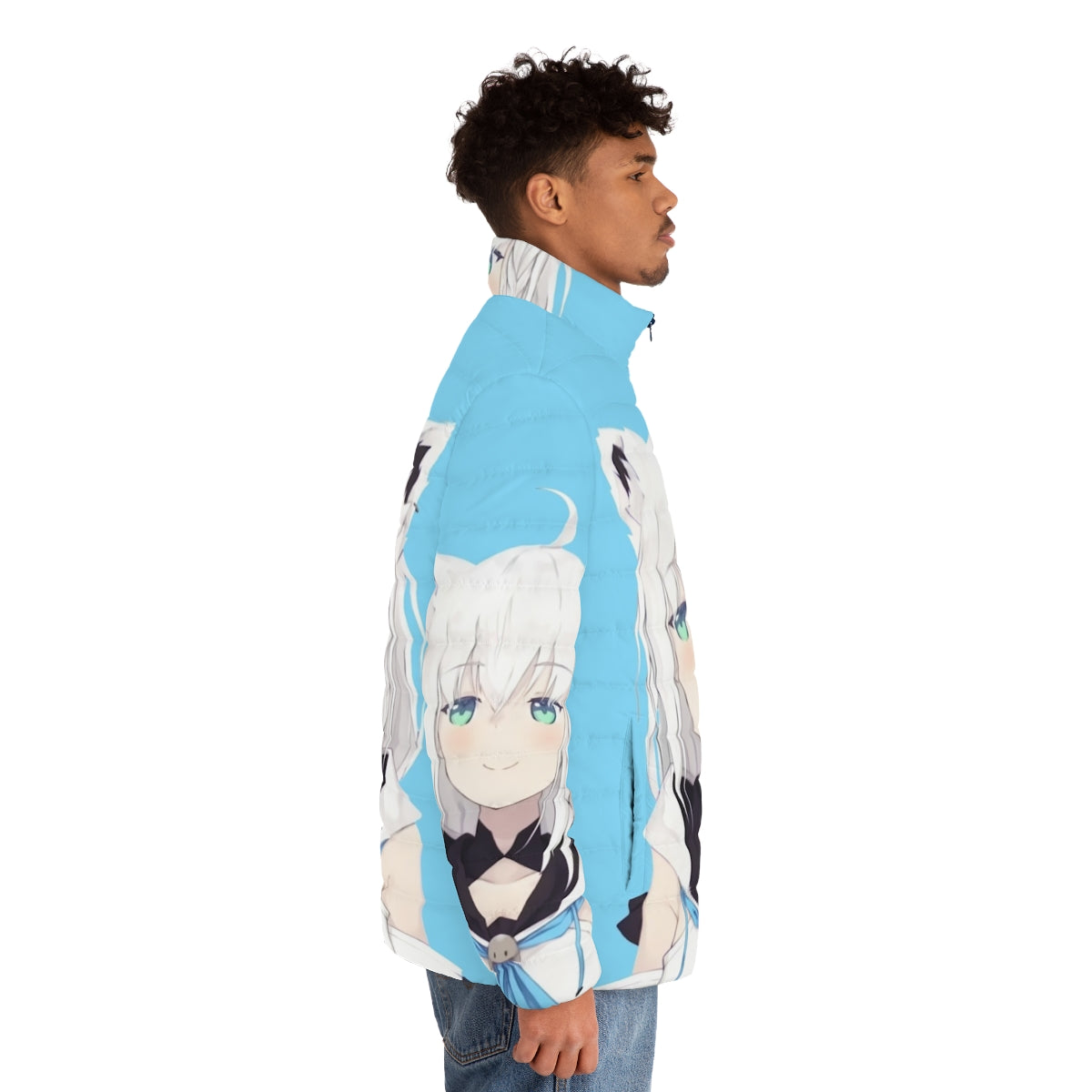 Shirakami Fubuki Smug Hololive Vtuber Puffer Jacket - men side right