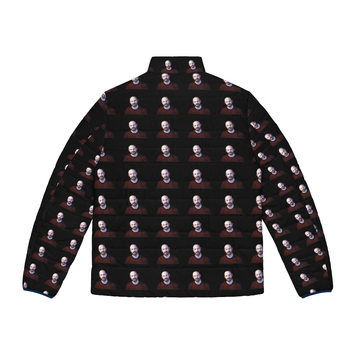 Nightmare Black Puffer Jacket with edgy horror design - Back