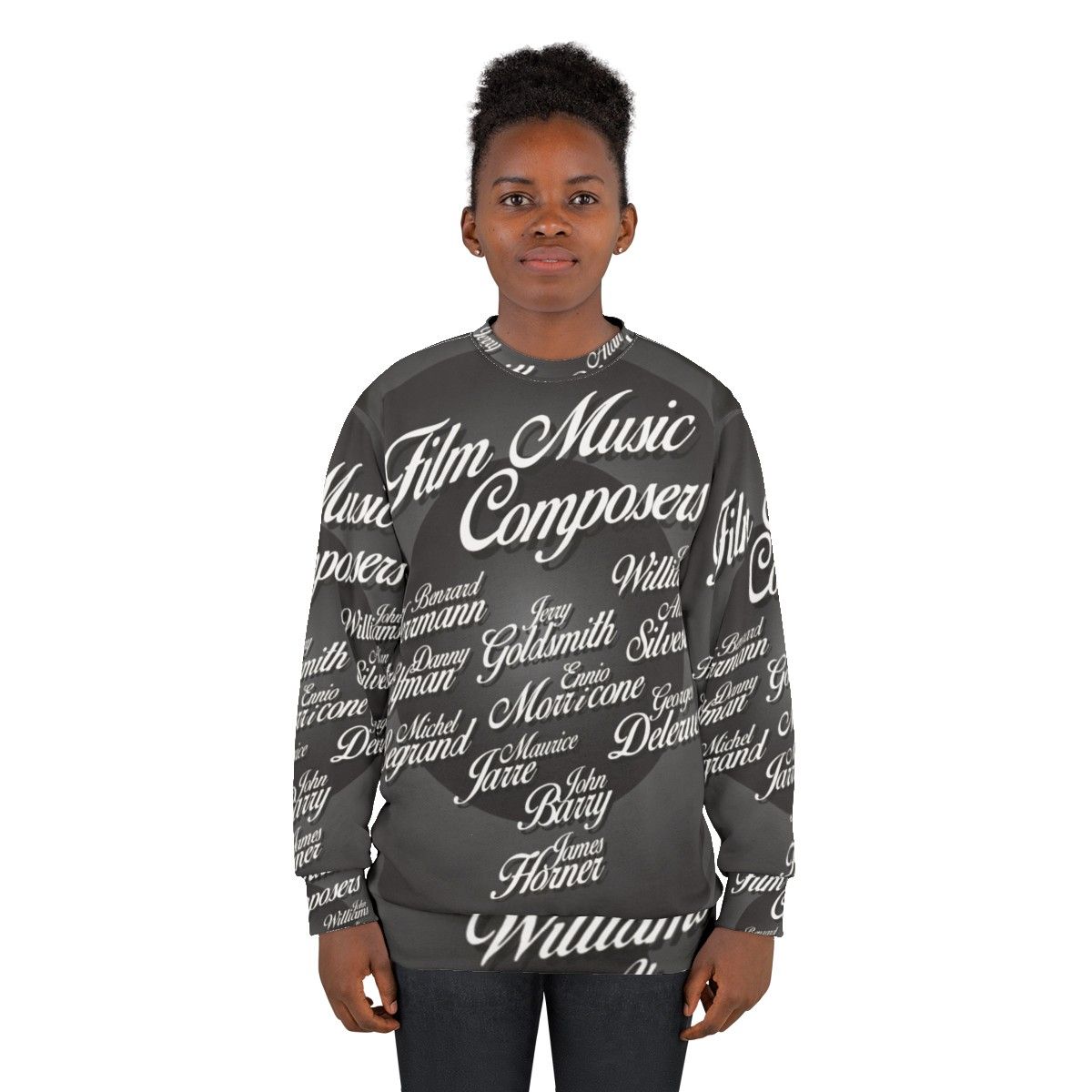 Movie Music Composers Sweatshirt featuring iconic film score composers - women